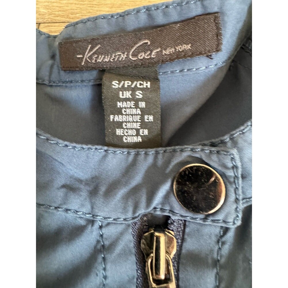 Kenneth Cole Navy Cotton Blend Short Sleeve Office Half Zip Career Dress Size S - Picture 6 of 13